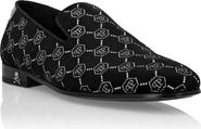 PHILIPP PLEIN Velvet Loafers Strass Monogram Men