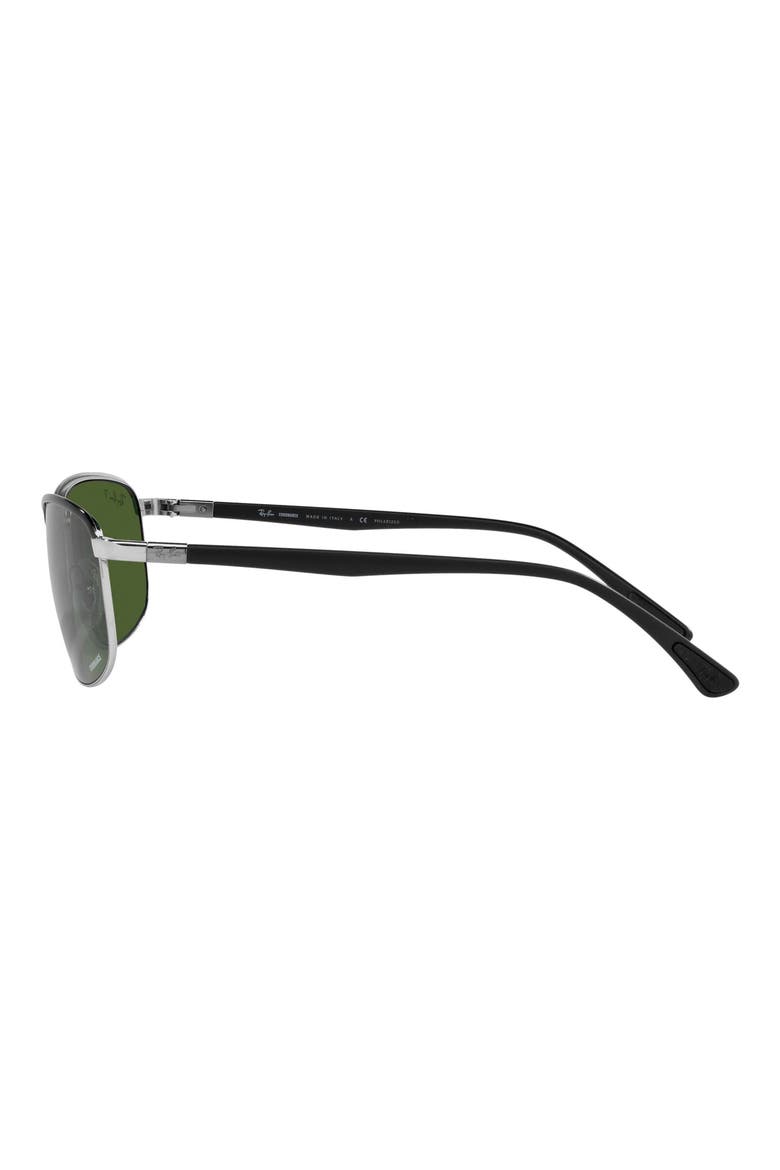 Chromance 60mm Polarized Pillow Sunglasses, Alternate, color, BLACK SILVER