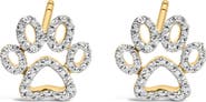 Haus of Brilliance Gold Vermeil Diamond Accent Pet Paw Earring