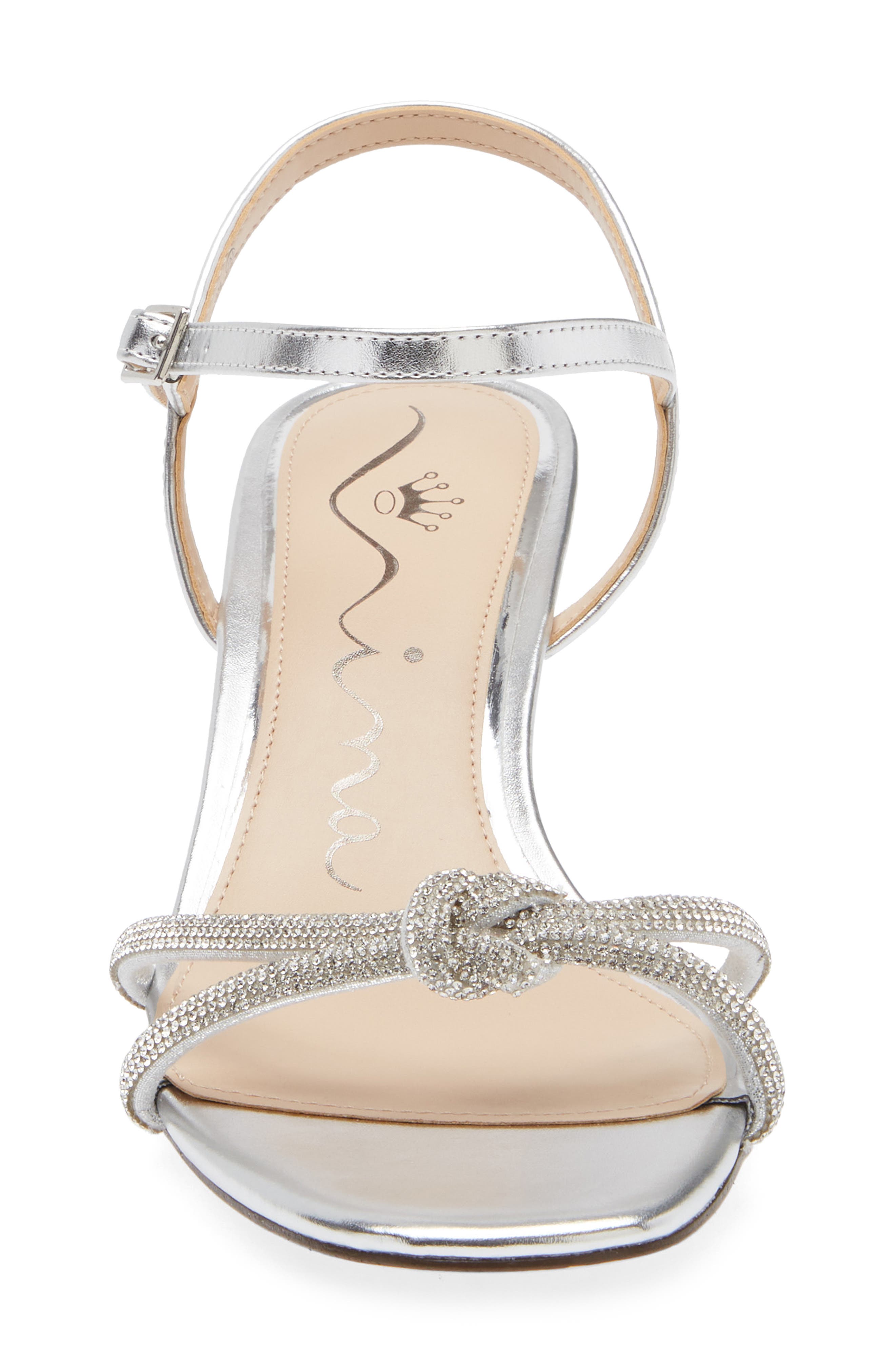 Nina Valeria Ankle Strap Wedge Sandal, Alternate, color, Silver