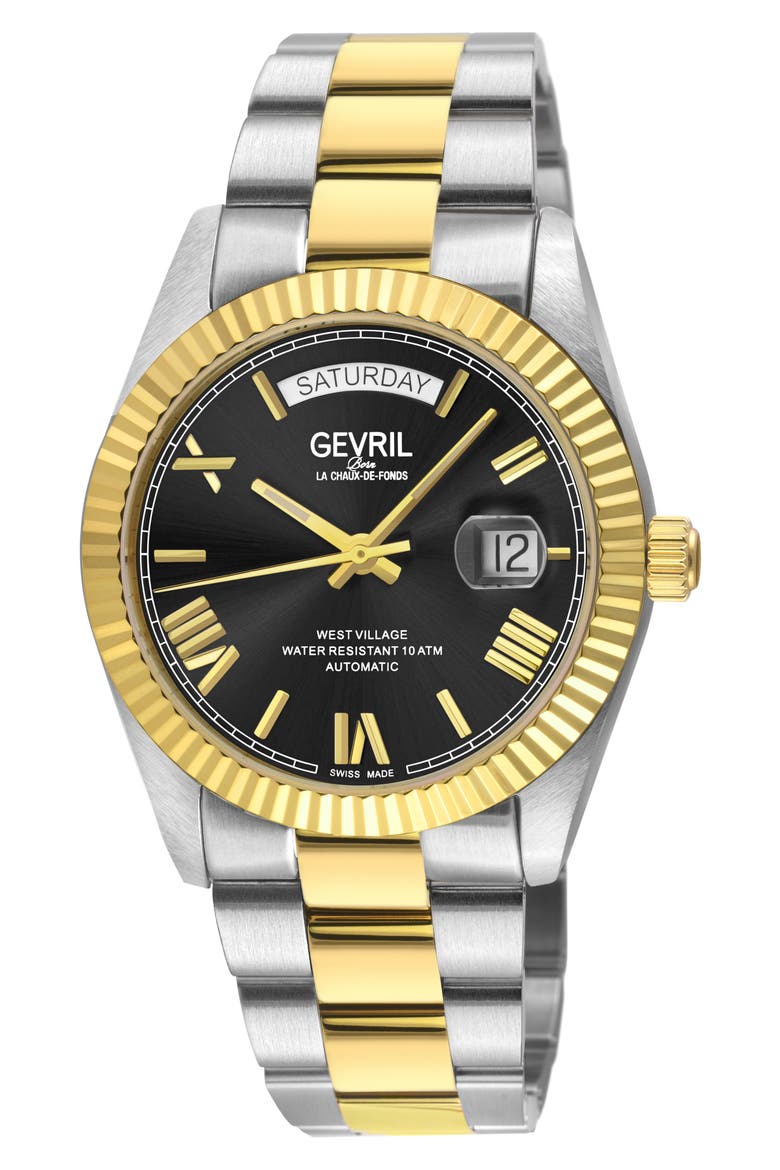 West Village Automatic Bracelet Watch, 40mm, Main, color, TWO TONED SS/ YG