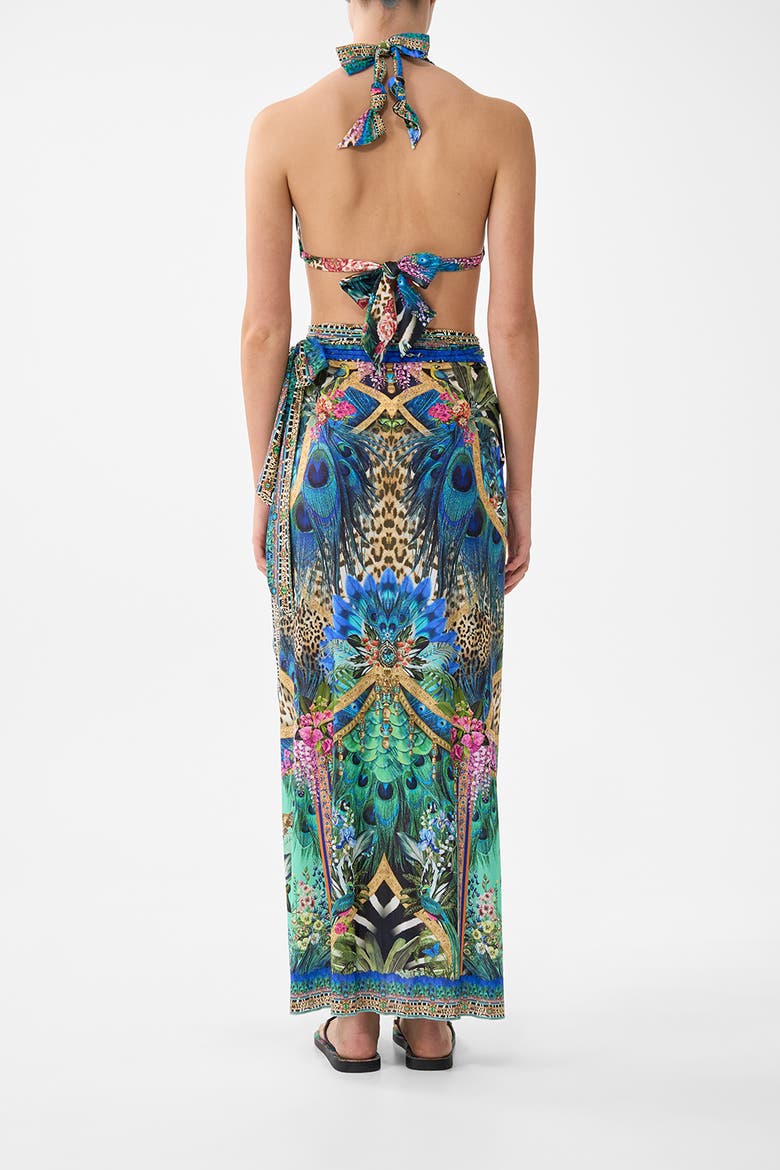 Draped Wrap Maxi Sarong With Tie Waist, Alternate, color, Animal Alchemy