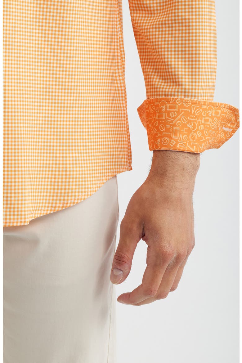 Game Day XC4® Gingham Check Button-Down Shirt, Alternate, color, ORANGE