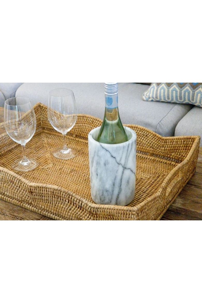 Artifacts Trading Company Marble Cylinder Wine Cooler, Alternate, color, White Matte