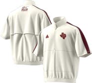 adidas Men's adidas White Texas A&M Aggies Strategy Pullover Half-Zip Short Sleeve Jacket