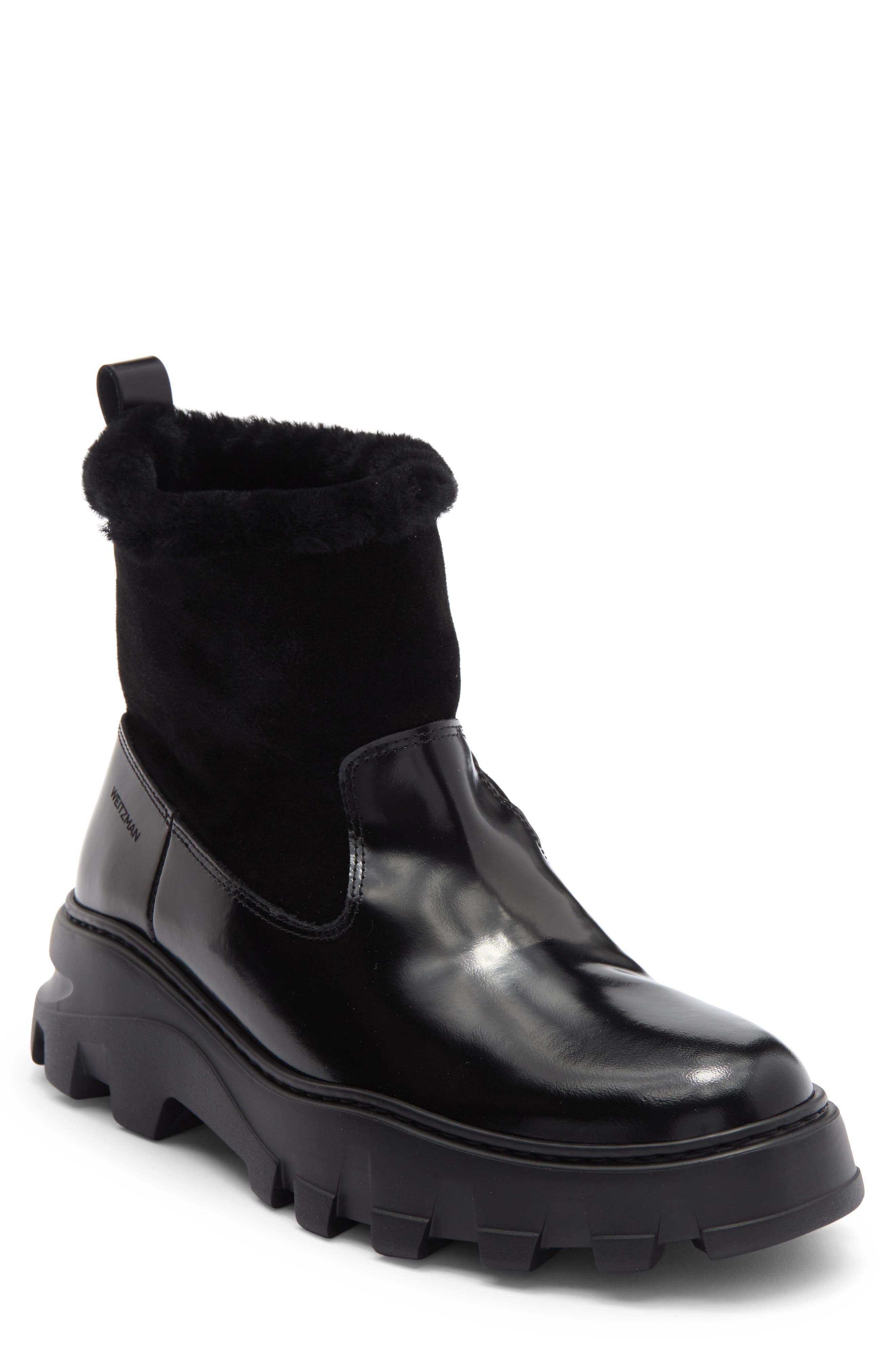 Stuart Weitzman Alton Genuine Shearling Lined Lug Sole Boot