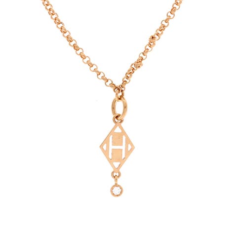 Gambade H Pendant Necklace 18K Rose Gold with Diamond