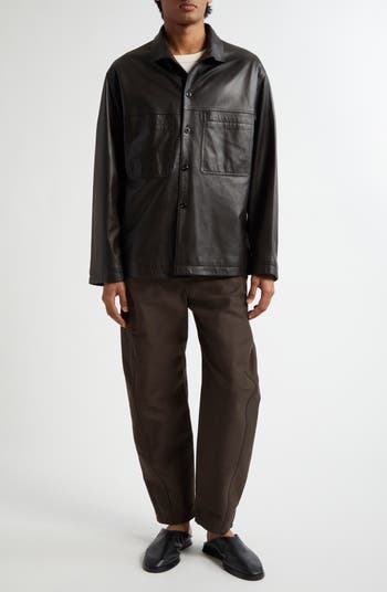 Lemaire Stand Collar Leather Shirt Jacket | Nordstrom Lemaire Stand Collar Leather Shirt Jacket | Nordstrom