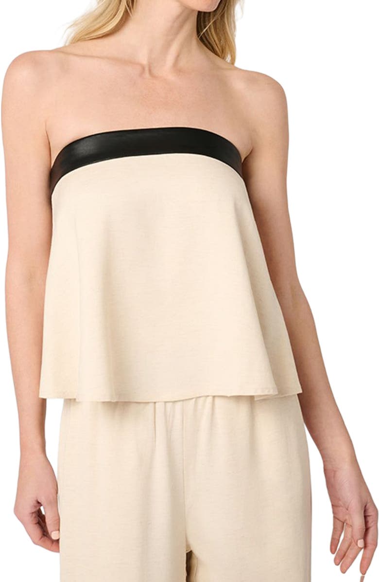 WeWoreWhat Strapless Top, Alternate, color, Black/Taupe