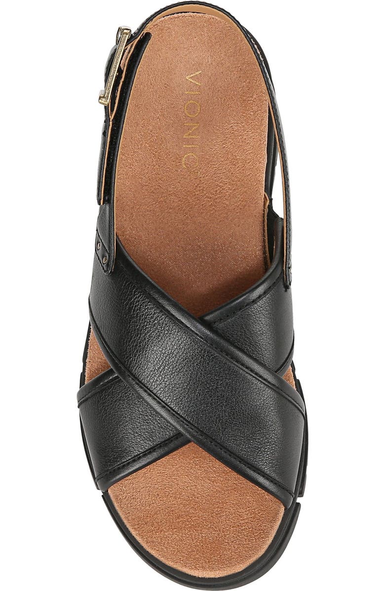 Vionic Uptown Sonoma Slingback Platform Wedge Sandal, Alternate, color, Black Leather