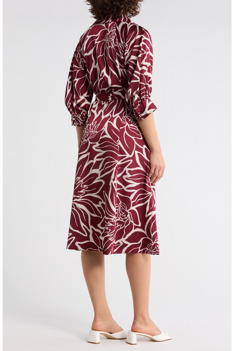 Floral Midi Shirtdress, Alternate, color, WINE/ IVORY
