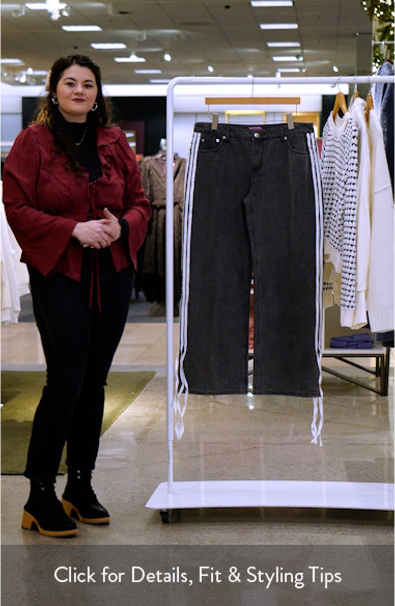 Ribbon Stripe Washed Low Rise Wide Leg Jeans, sales video thumbnail