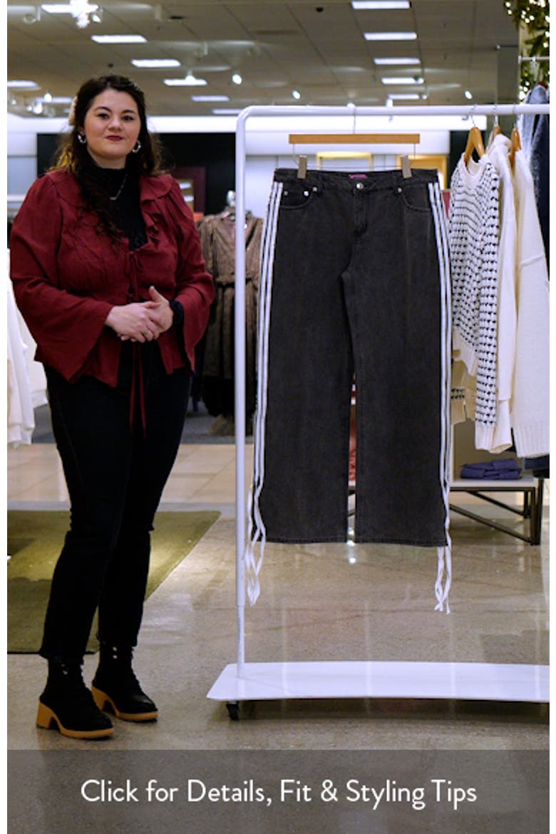 Ribbon Stripe Washed Low Rise Wide Leg Jeans video