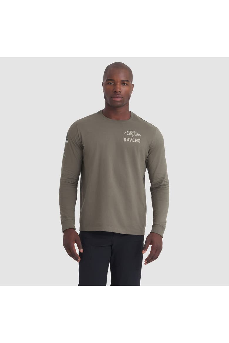 Men's Nike Olive Baltimore Ravens 2025 Salute to Service Sideline Long Sleeve T-Shirt, Main, color, Olive