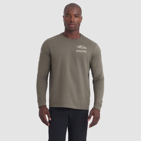 Men's Nike Olive Baltimore Ravens 2025 Salute to Service Sideline Long Sleeve T-Shirt