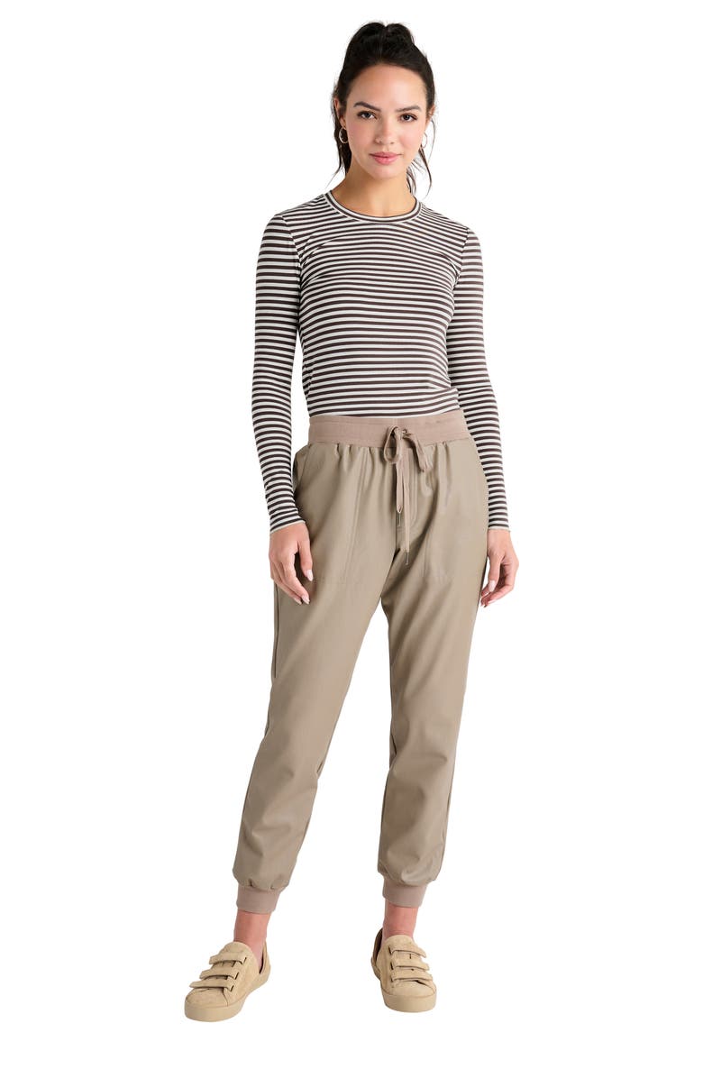 Splendid Stripe Long Sleeve Tee, Alternate, color, Oat H/ Chocolate