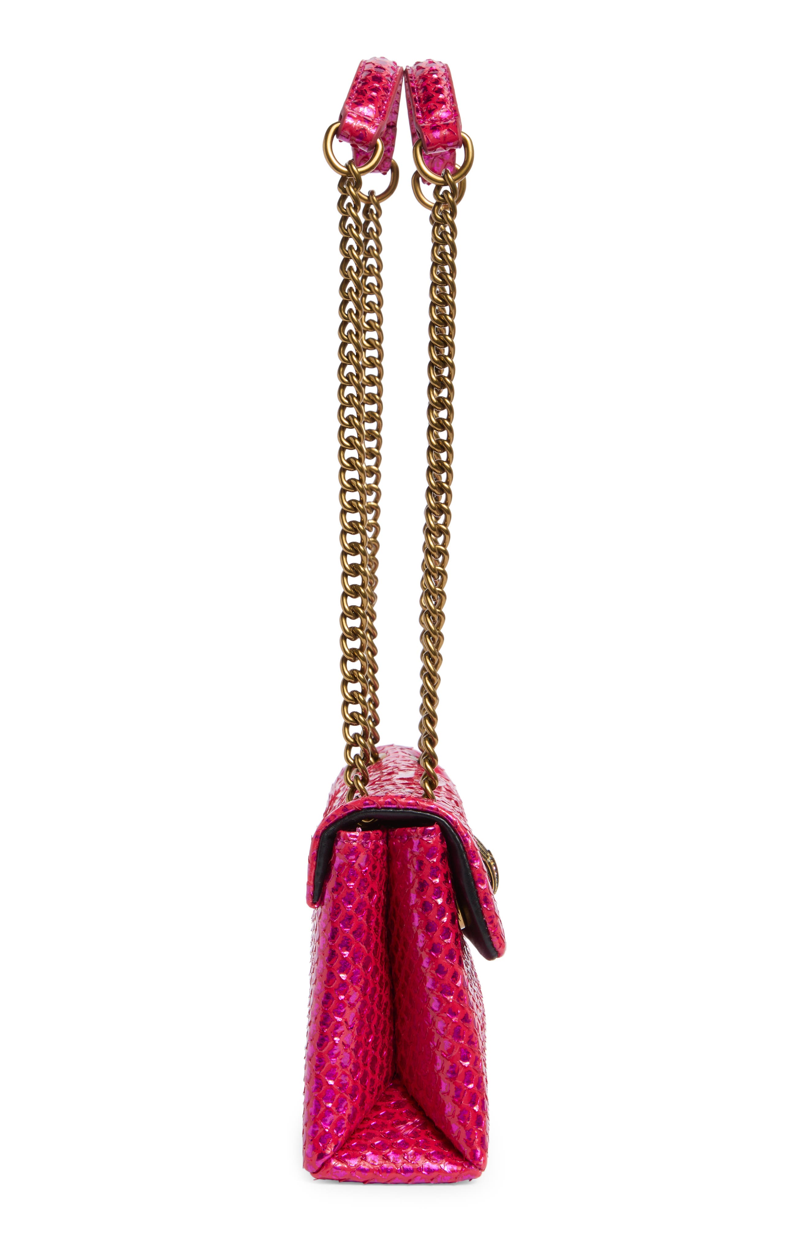 Kurt Geiger London Medium Kensington Snake Embossed Convertible Shoulder Bag, Alternate, color, Fuchsia