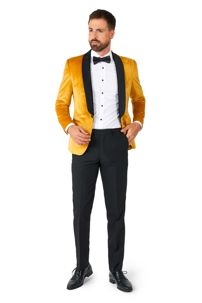 Deluxe Gold Velvet Dinner Jacket, Alternate, color, ORANGE