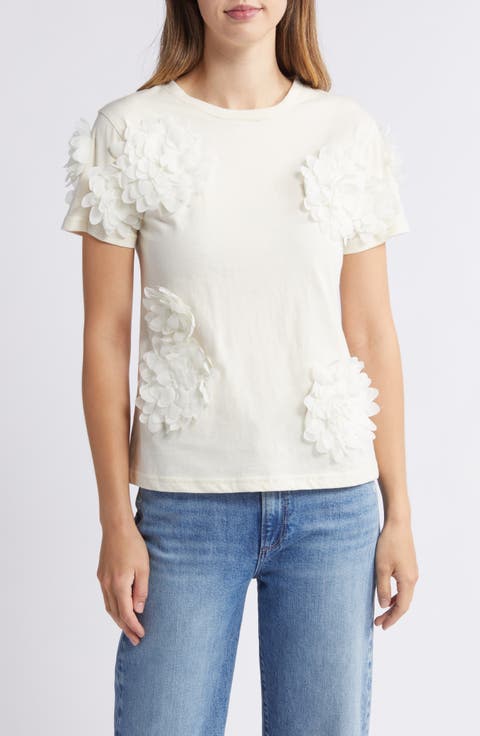 Celine Flower Appliqué Top
