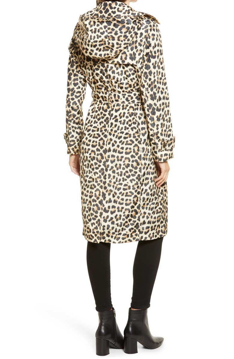 Via Spiga Water Resistant Animal Print Packable Trench Coat, Alternate, color, 