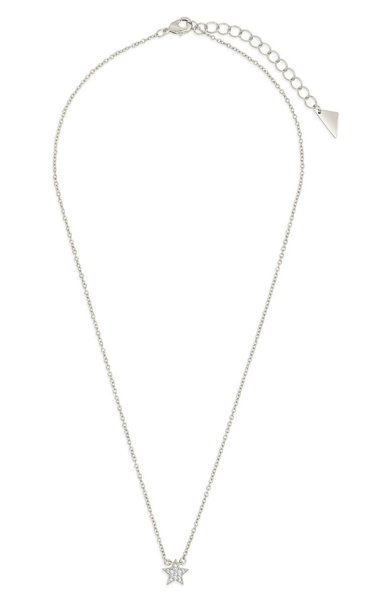 Sterling Forever Dainty Everyday Cubic Zirconia Star Pendant Necklace, Alternate, color, Silver