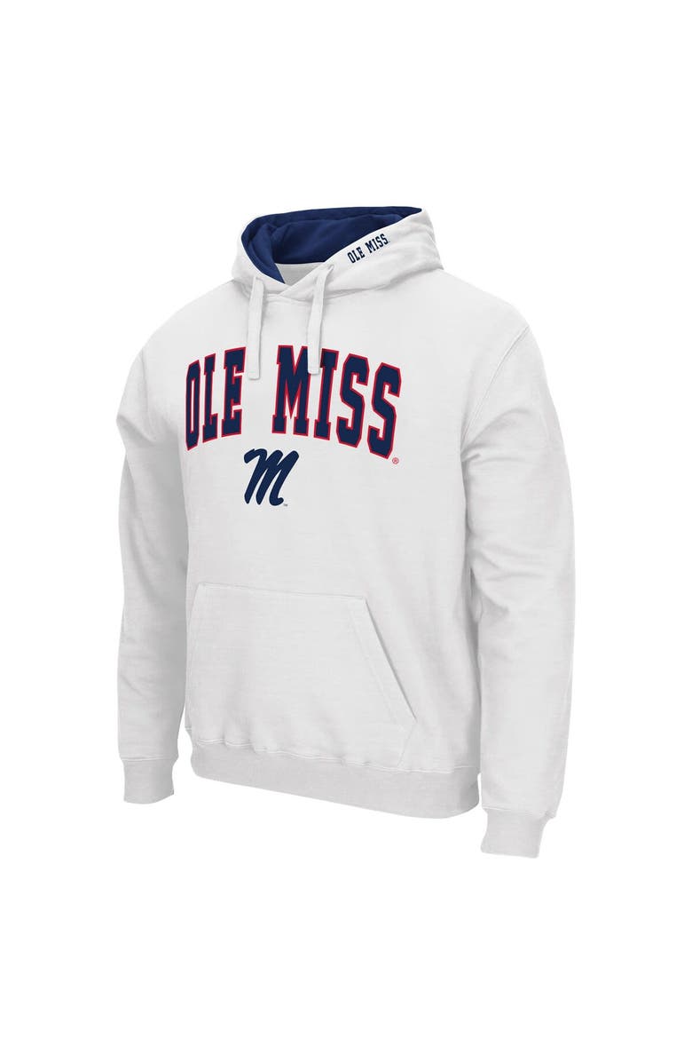 COLOSSEUM Men's Colosseum White Ole Miss Rebels Arch & Logo 3.0 Pullover Hoodie, Alternate, color, 