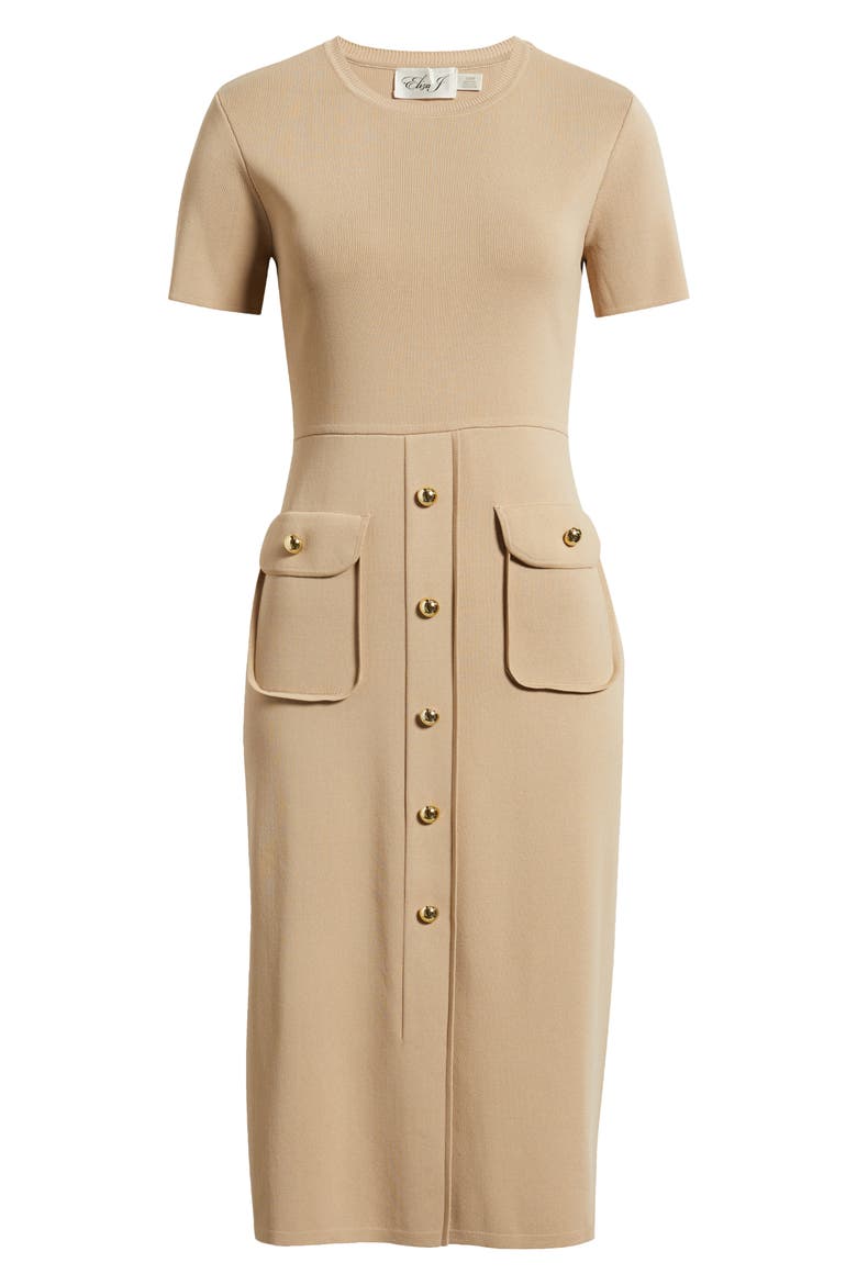 Fitted Midi Sweater Dress, Alternate, color, OATMEAL