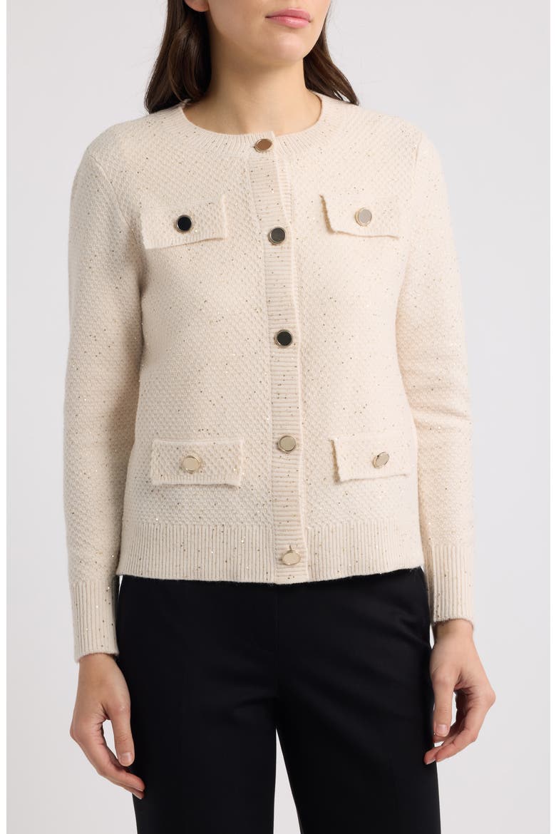 Glitz Sequin Cardigan, Main, color, WHITE DOVE