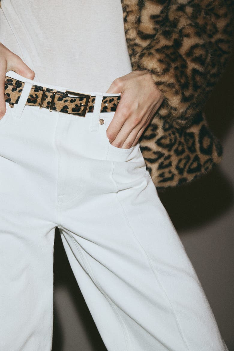 Belted Straight High Jeans, Main, color, White