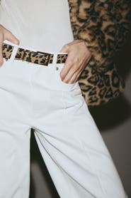 H&M Belted Straight High Jeans