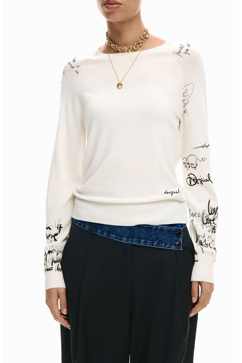 Fine Gauge Graphic Sweater, Main, color, IVORY