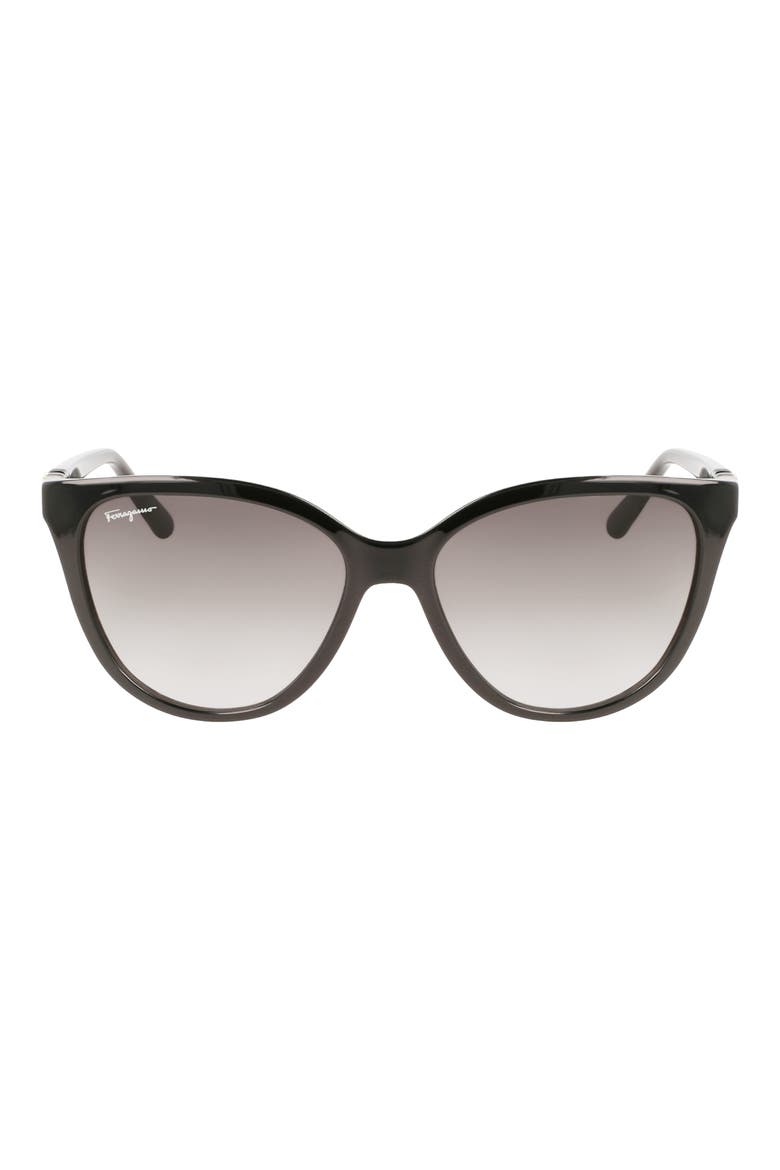 57mm Gradient Cat Eye Sunglasses, Main, color, BLACK