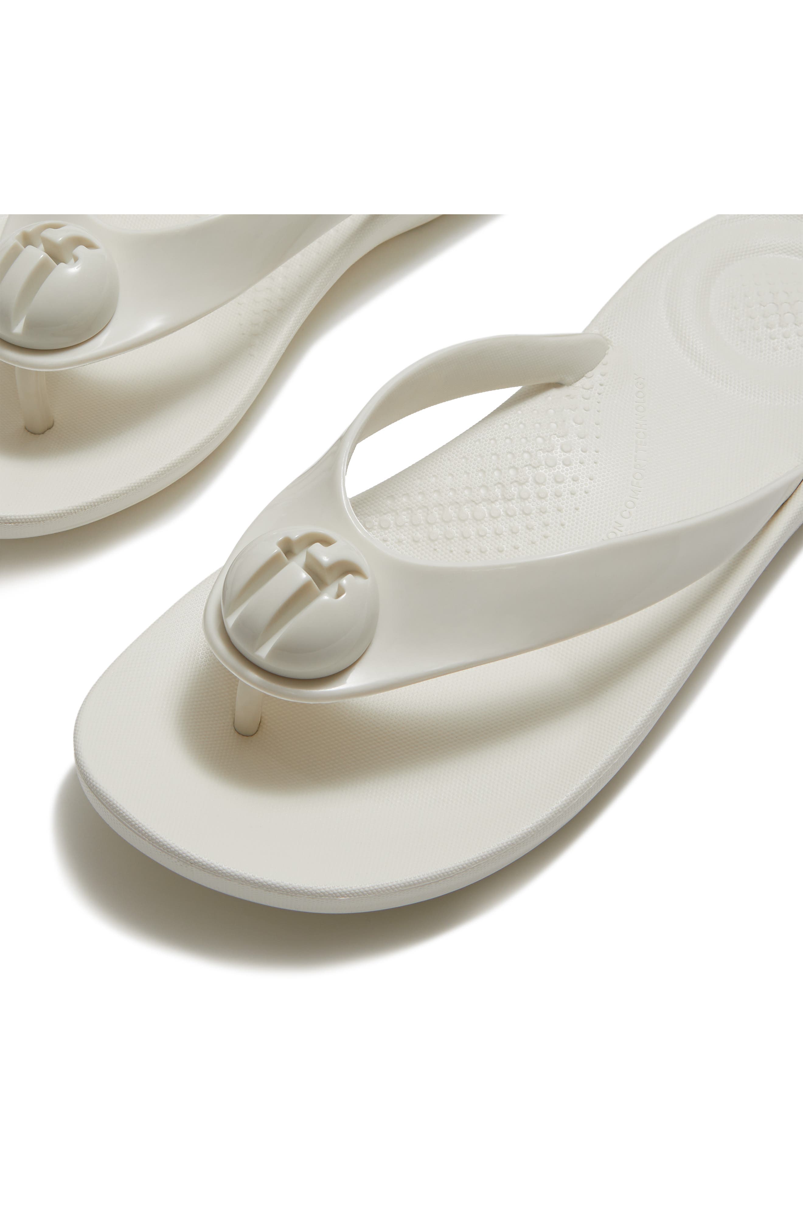 iQushion Glossy Button Flip Flop, Alternate, color, CREAM