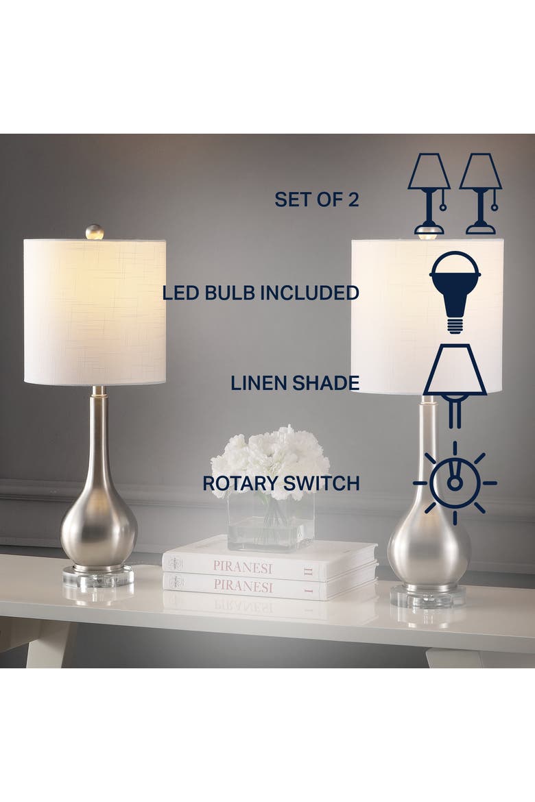 Dylan 25" Metal/Crystal Teardrop LED Table Lamp, Alternate, color, Nickel