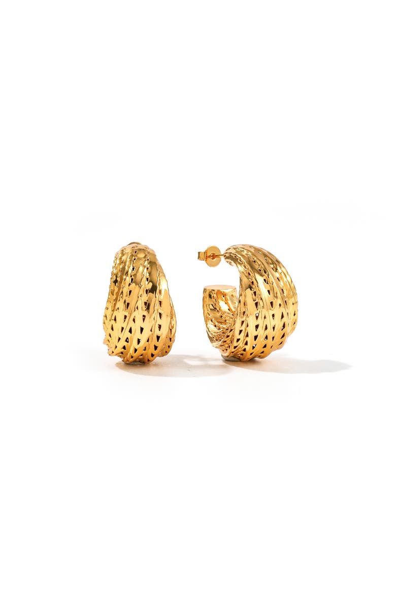 Flow Edgy Hoop Earrings, Main, color, Gold