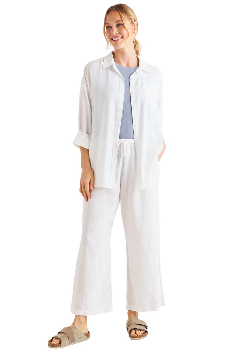 Dawson Linen Blend Drawstring Pants, Alternate, color, WHITE