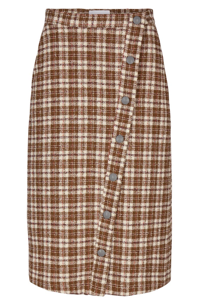 REMAIN Birger Christensen Marina Check Cotton Blend Tweed Midi Skirt, Main, color, 
