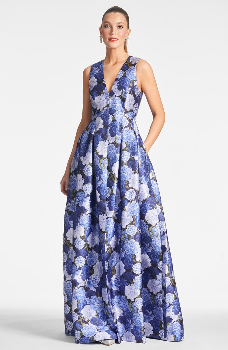 Sachin & Babi Brooke Floral Sleeveless Mikado Gown, Alternate, color, 
