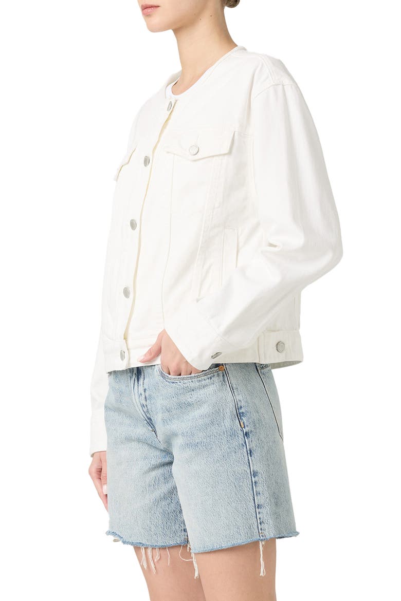Collarless White Denim Trucker Jacket, Alternate, color, HEAD IN THE CLOUDS