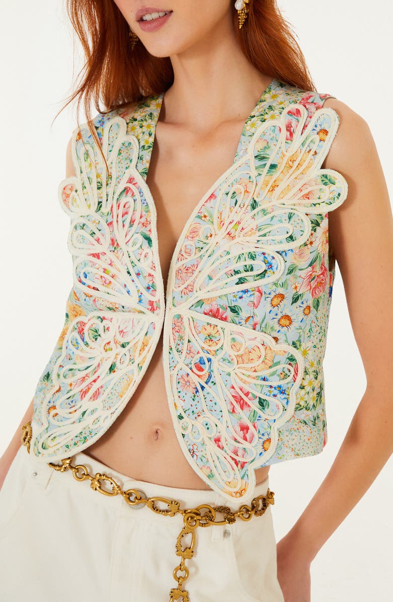 FARM Rio Rendeira 3D Linen Vest, Main, color, Off-White