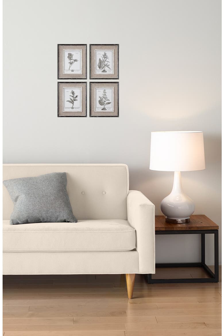 Casual Grey Study Set of 4 Botanical Prints, Alternate, color, WHITE
