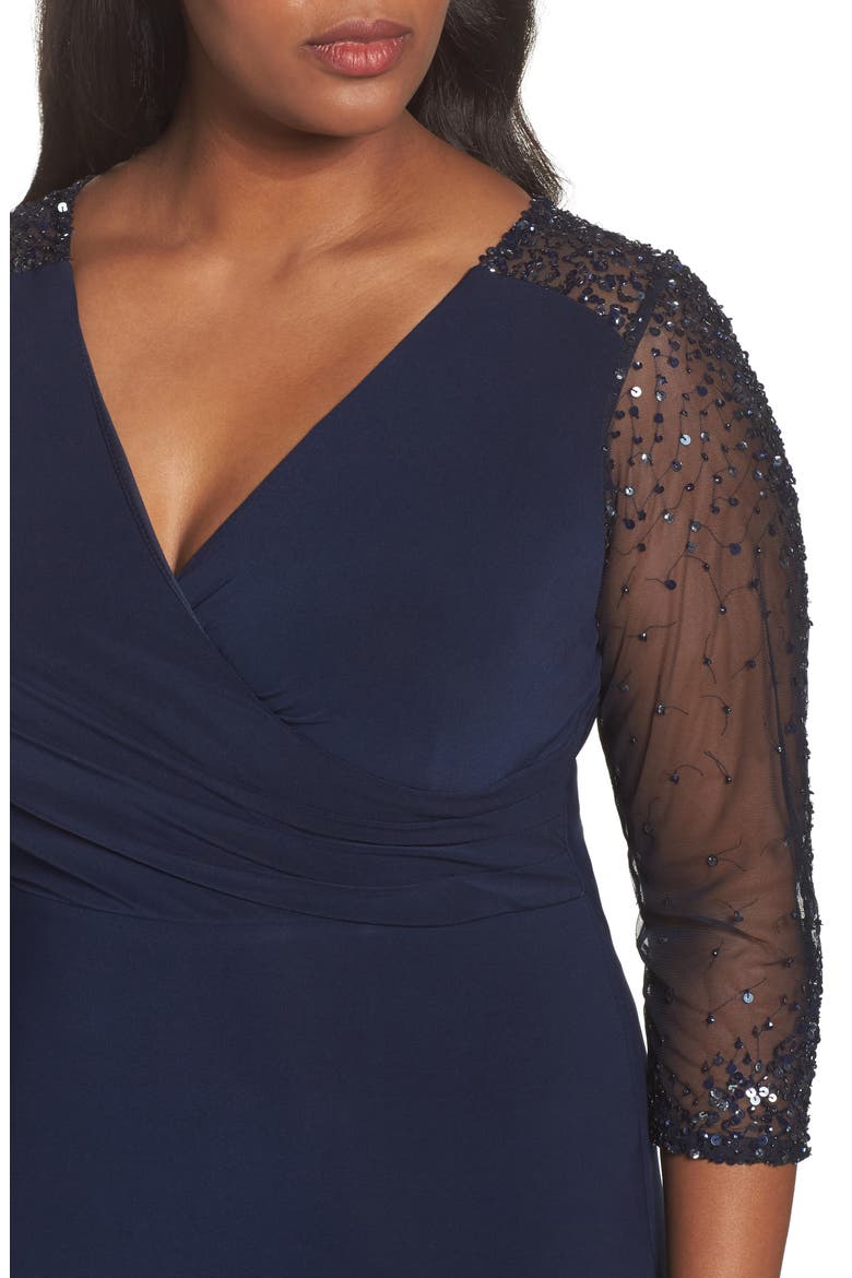 Embellished Jersey Gown, Alternate, color, MIDNIGHT