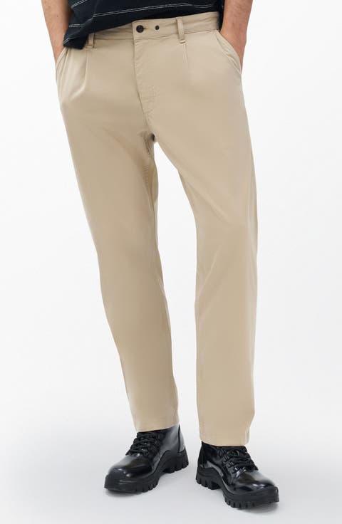 Evan Trim Fit Pleated Stretch Cotton Chinos