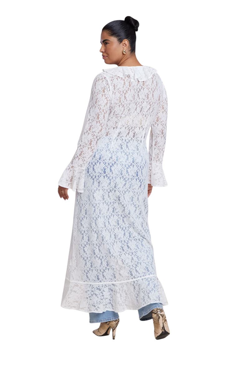 Lace Ruffle Duster, Alternate, color, WHITE