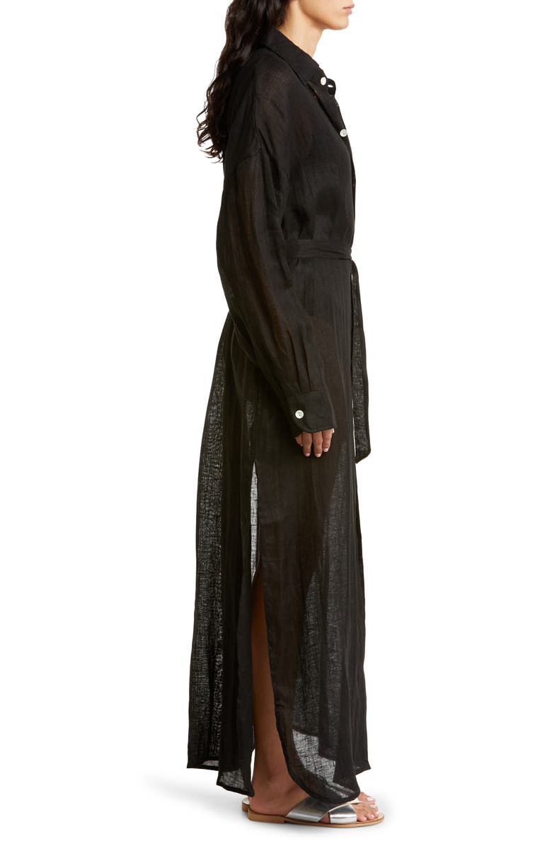 Vitamin A<sup>®</sup> Playa Long Sleeve Linen Cover-Up Shirtdress, Alternate, color, 