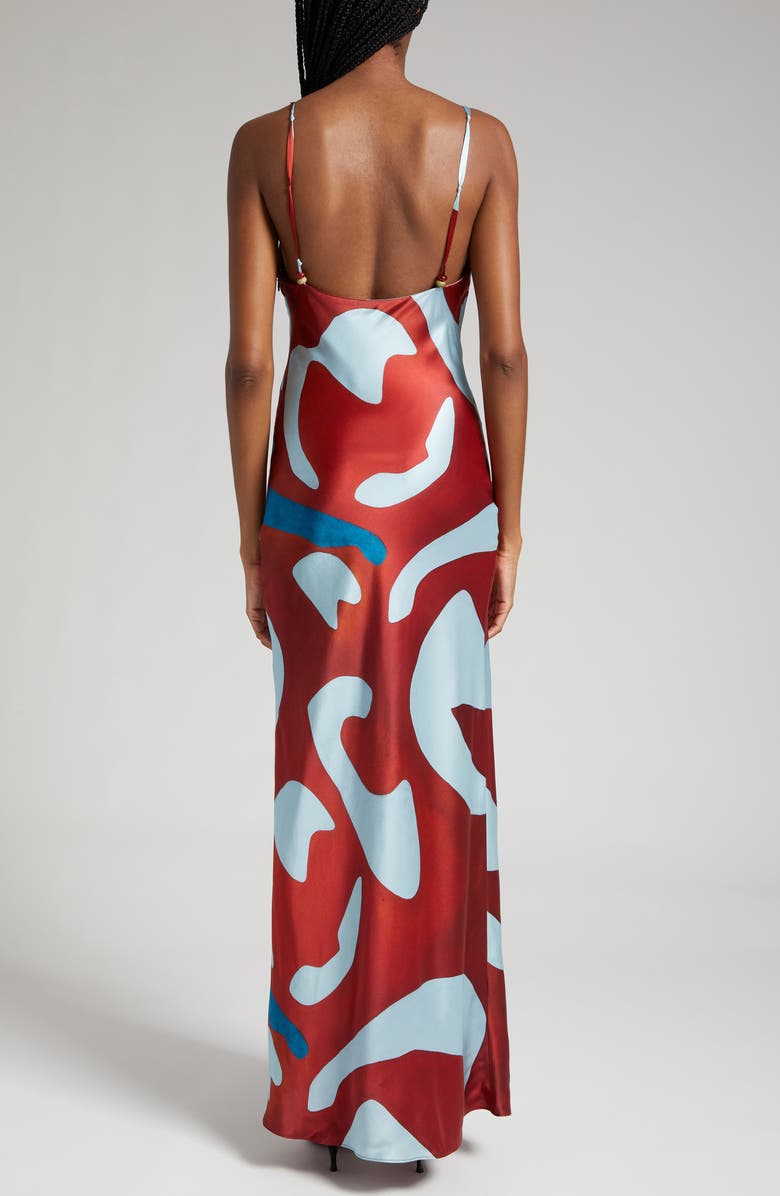SIR Frankie Abstract Print Silk Satin Slipdress, Alternate, color,