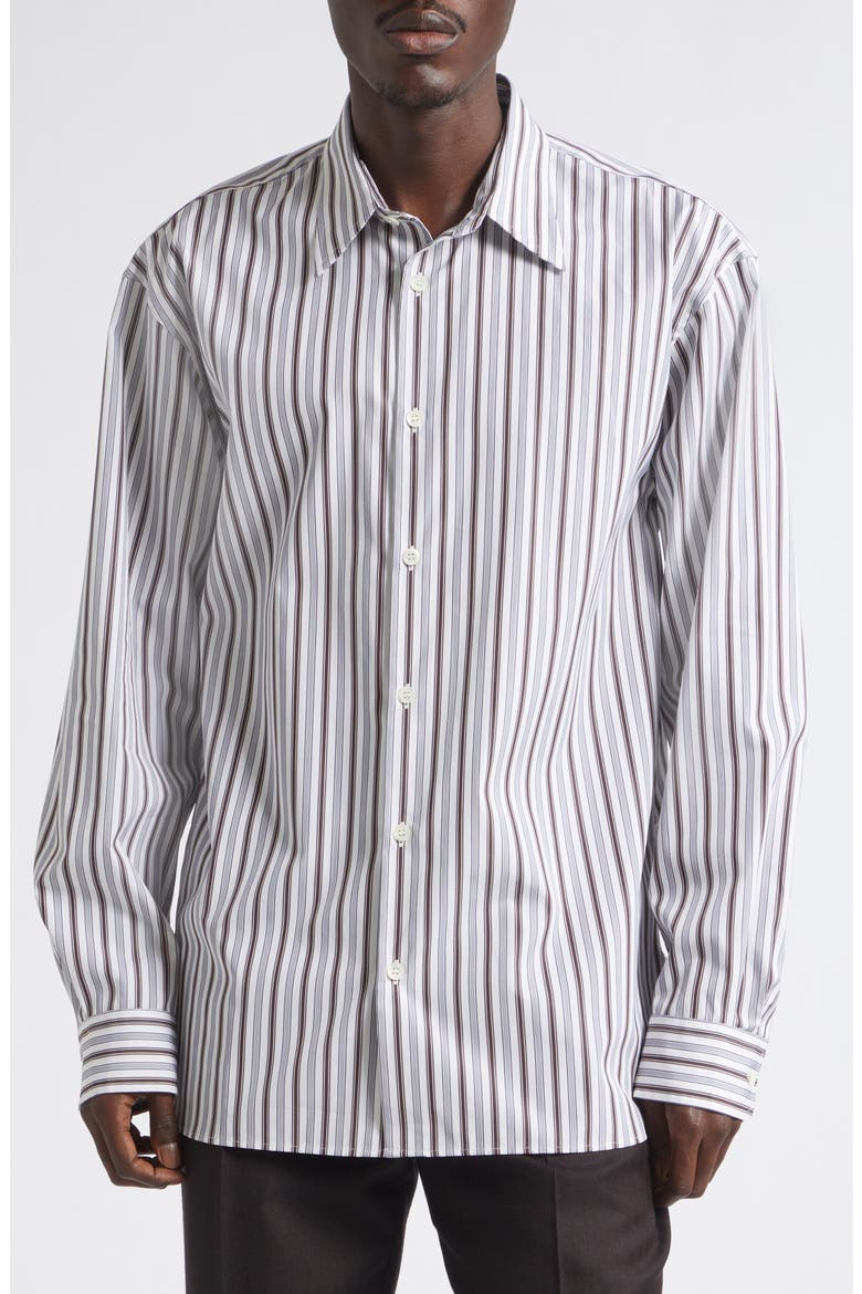 Croom Stripe Button-Up Shirt, Main, color, WHITE