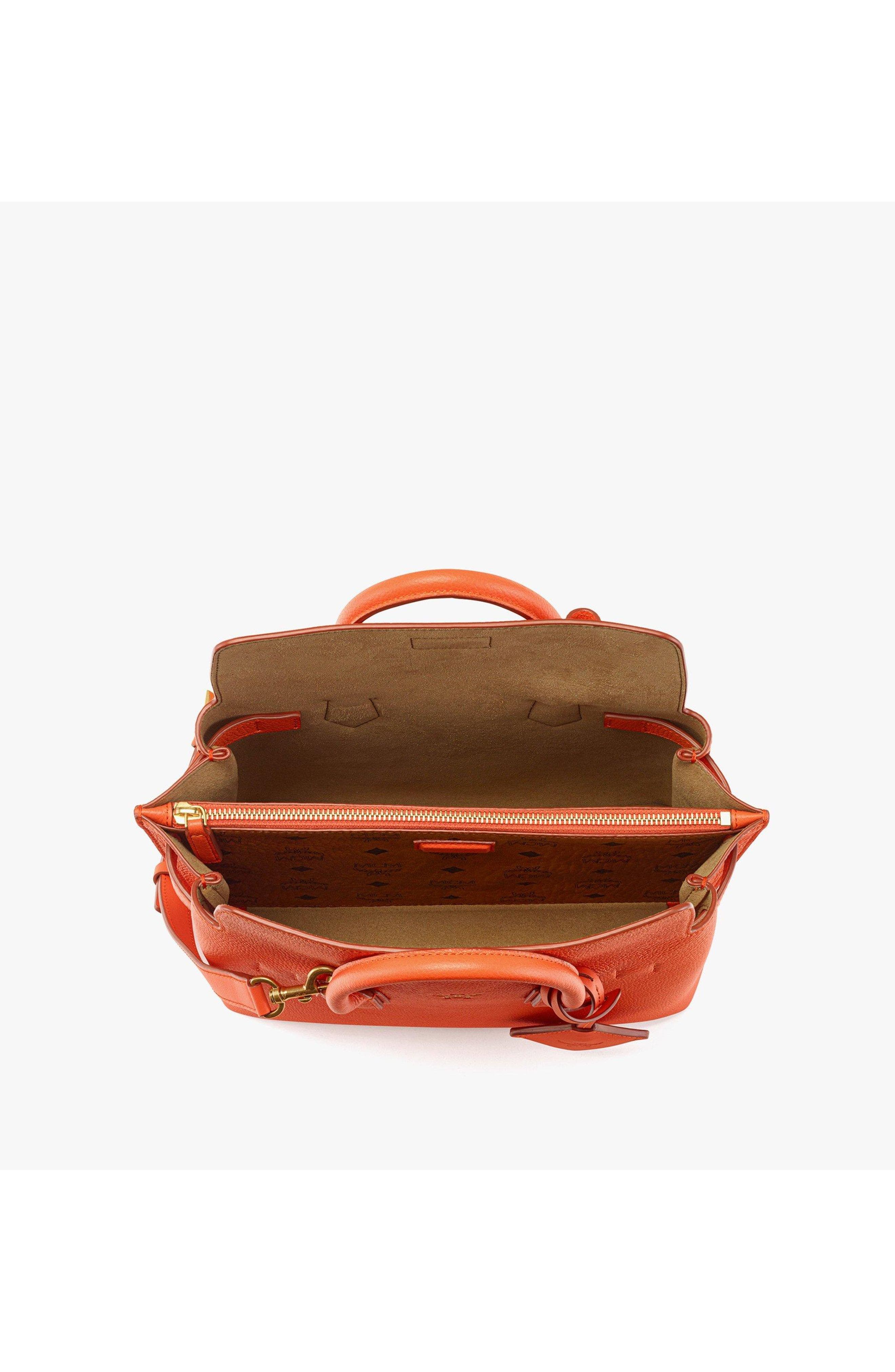 Small Milla Tote in Grained Leather, Alternate, color, Orangeade