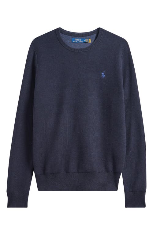 Polo Ralph Lauren Textured Cotton Crewneck Sweater In Blue