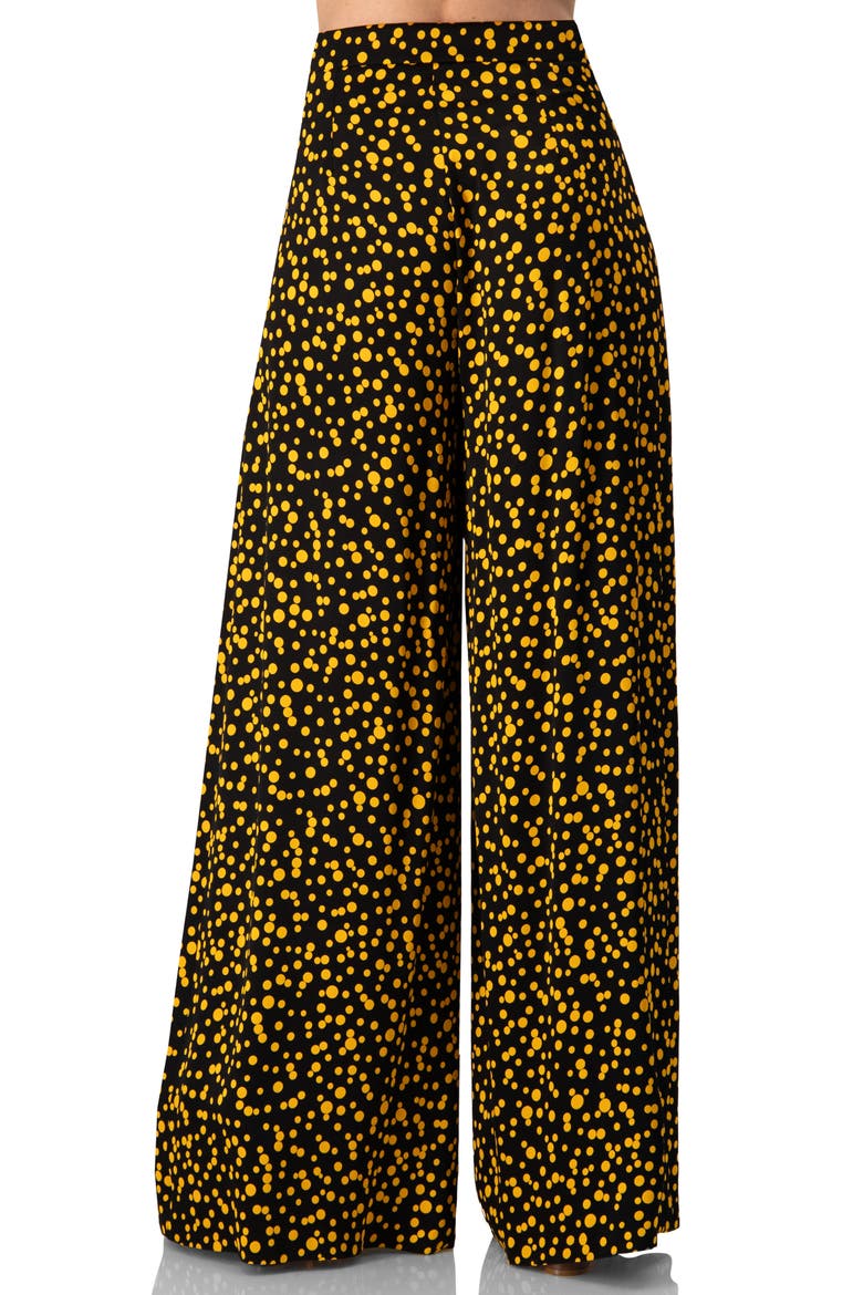 Wide-Leg Polka Dot Pants, Alternate, color, Black